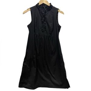 ABS Sleeveless black ruffle neck mini dress excellent condition size 2 so pretty